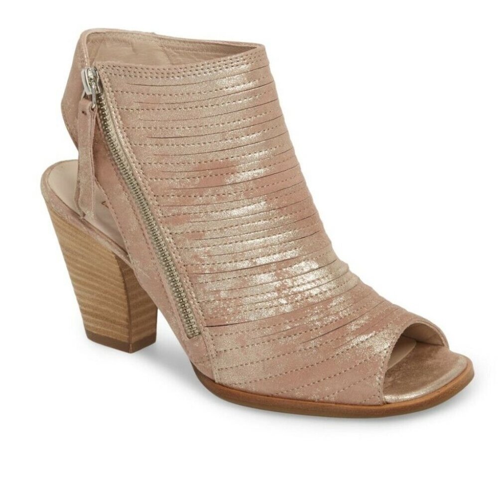 $375 PAUL GREEN Cayanne Leather Peep Toe Sandal BOOTIE BLUSH METALLIC 6.5 (PG3)